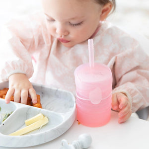 Silicone Straw Cup with Lid: Pink - Bumkins