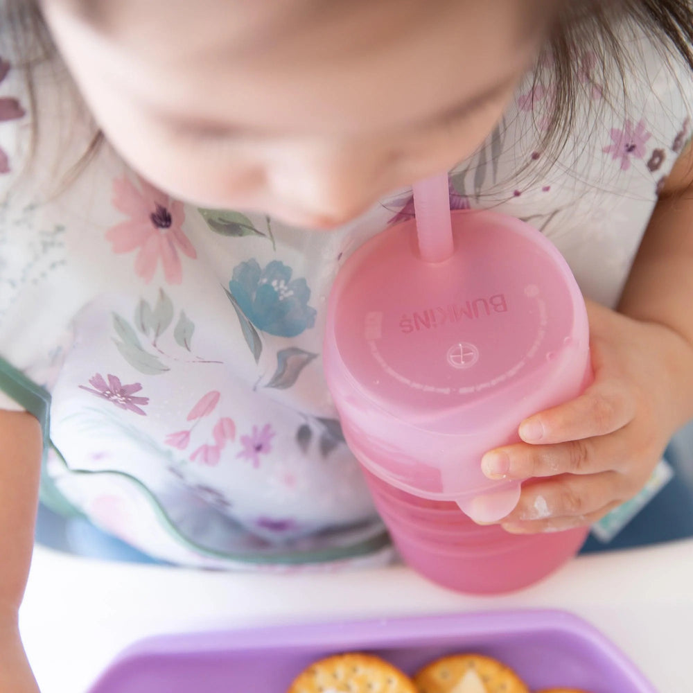 Silicone Straw Cup with Lid: Pink - Bumkins