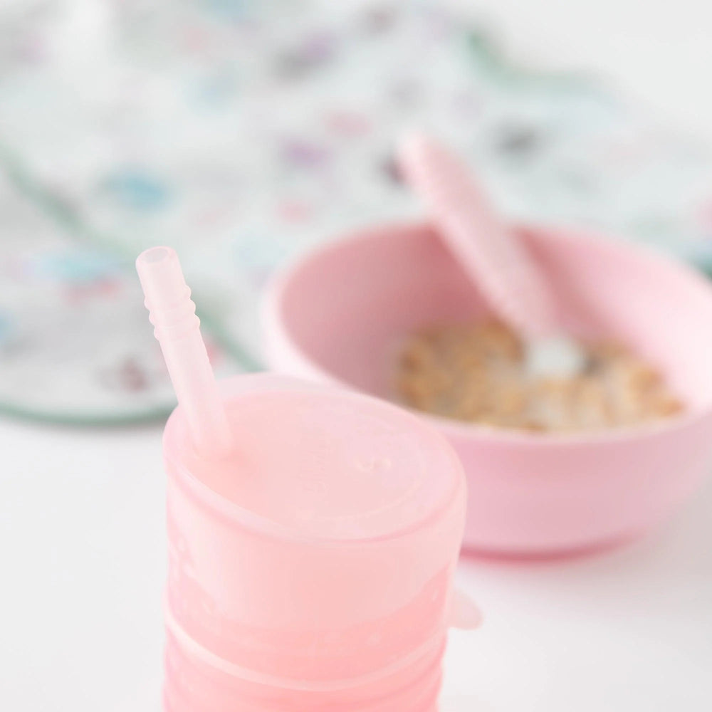 Silicone Straw Cup with Lid: Pink - Bumkins