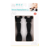 Bumkins Silicone Dipping Spoons: Mickey Mouse (Classic Black) are shown in a white packaging box with a front window displaying the spoons.