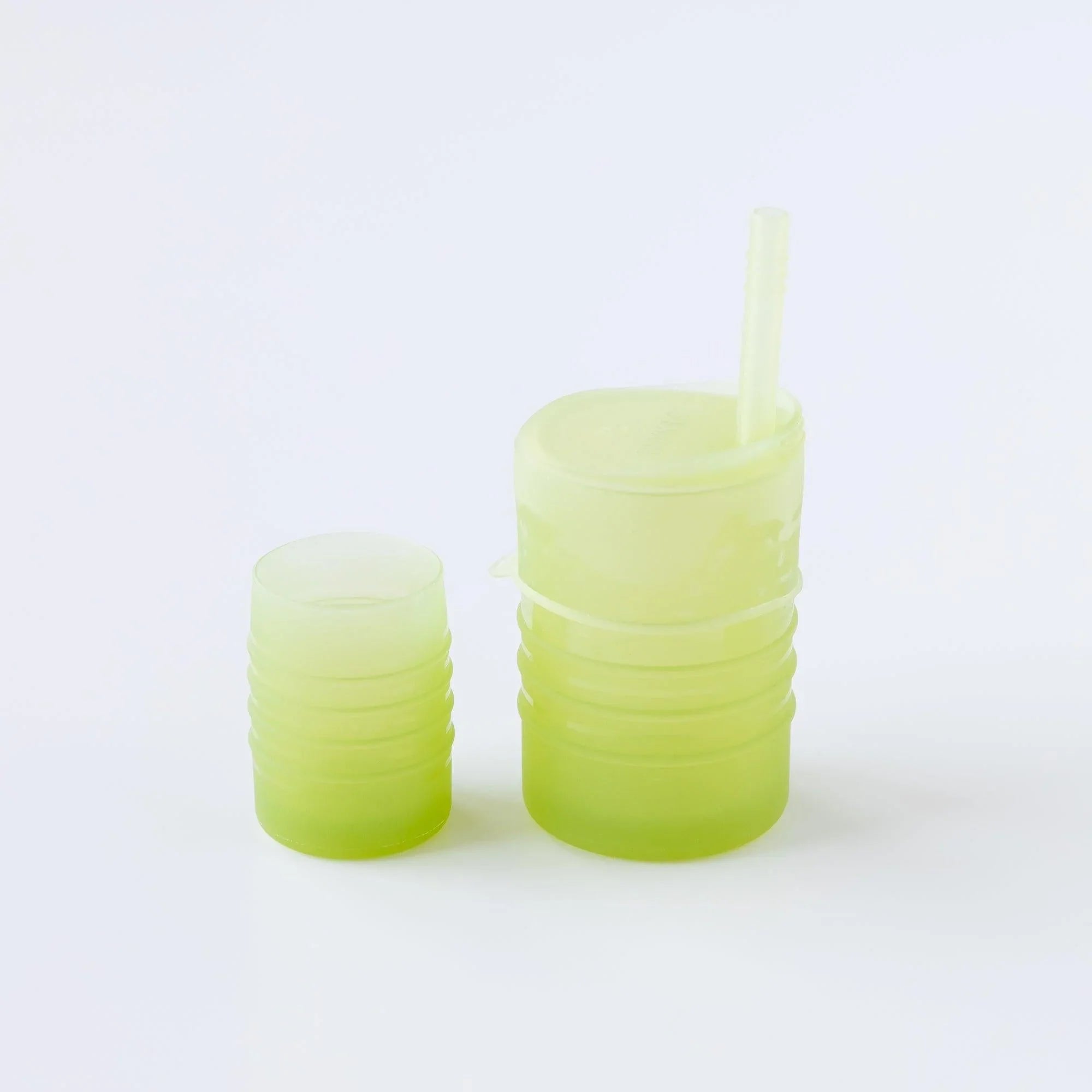 Silicone Non-spill Sippy Straw Cup Second Stage - Sage, -Teeny Cherubs