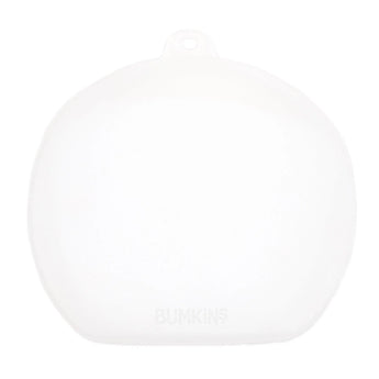 A white, round-edged silicone mat by Bumkins, CPSIA compliant, fits the Grip Dish 3 Section and Grip Plate.