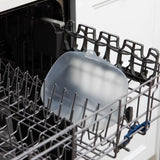Bumkins Silicone Stretch Lid for Grip Dish 5 Section, Grip Tray sits in the top rack of an open dishwasher.