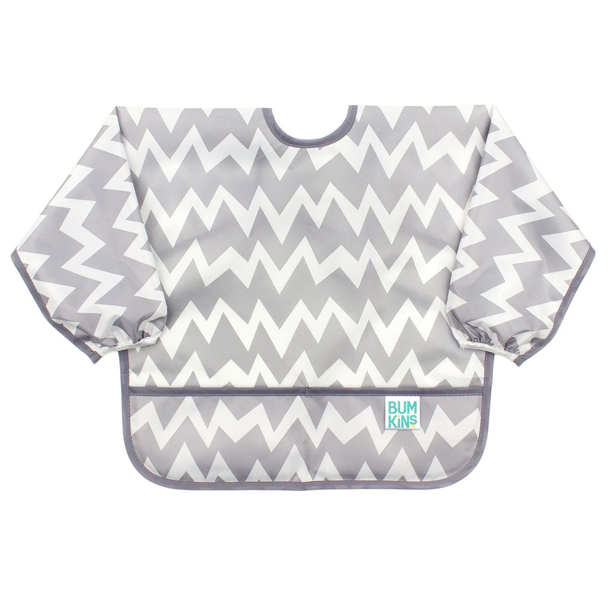 Sleeved Bib: Gray Chevron - Bumkins