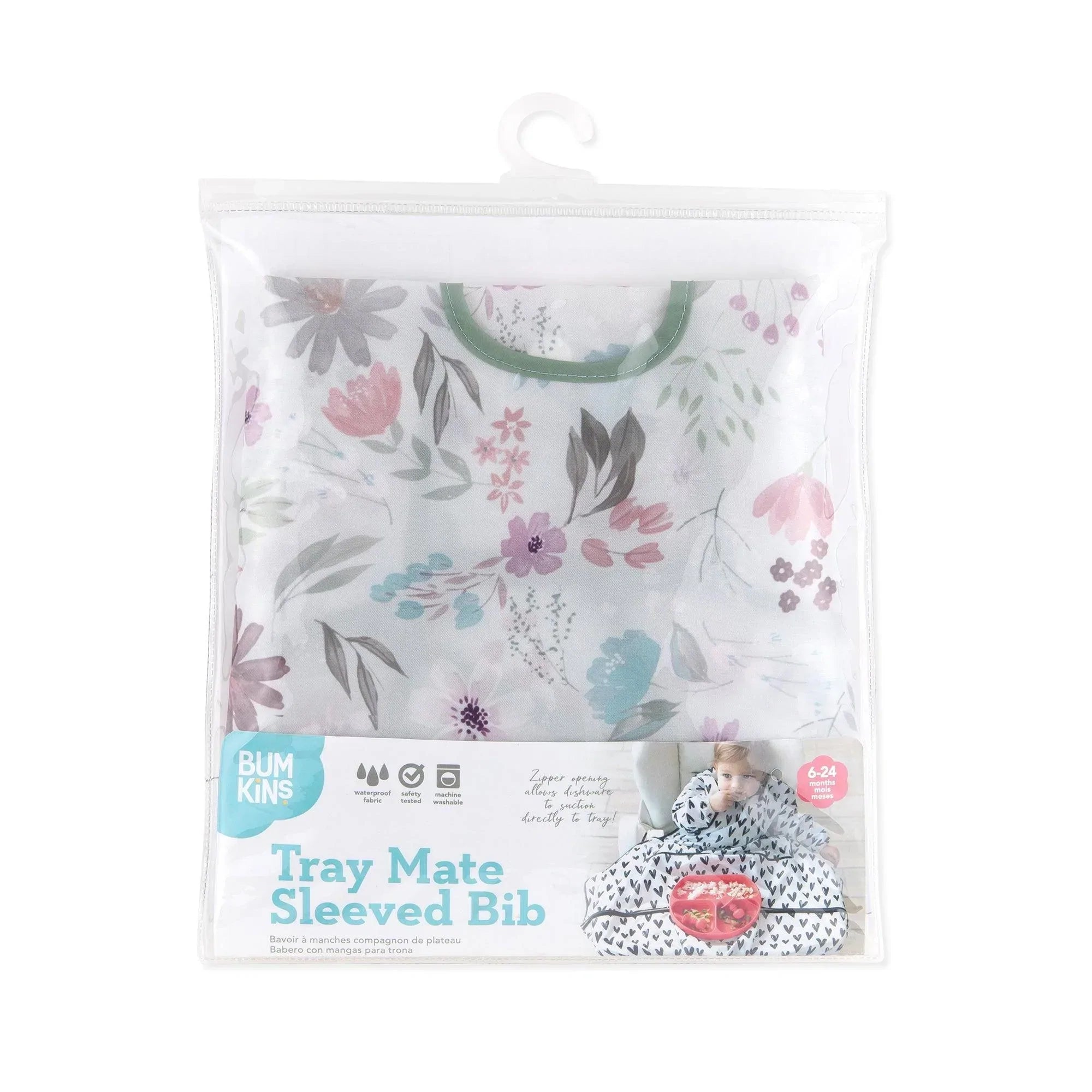 Tray Mate Sleeved Bib: Floral - Bumkins